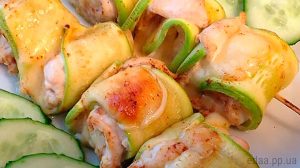 ПП-шашлык из кабачков, куриного филе и сыра