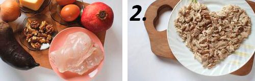 Романтический салат в форме сердца Романтический салат в форме сердца