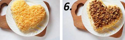 Романтический салат в форме сердца Романтический салат в форме сердца