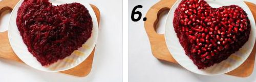 Романтический салат в форме сердца Романтический салат в форме сердца